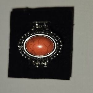 Elegant Silver and Orange Stone Ring